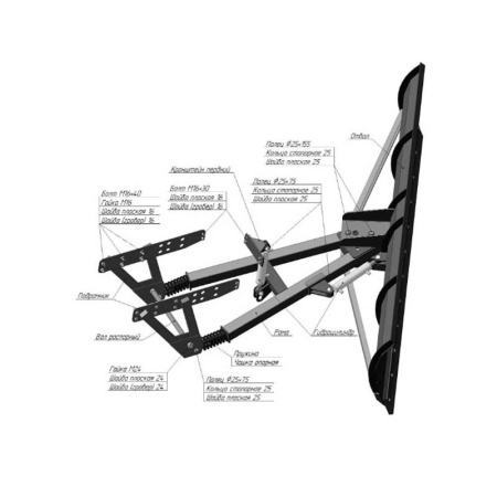 Отвал коммунальный МТЗ с гидроповоротом ОК 2,5-01 ГП (для МТЗ 82/80/892) от интернет-магазина россел.рф